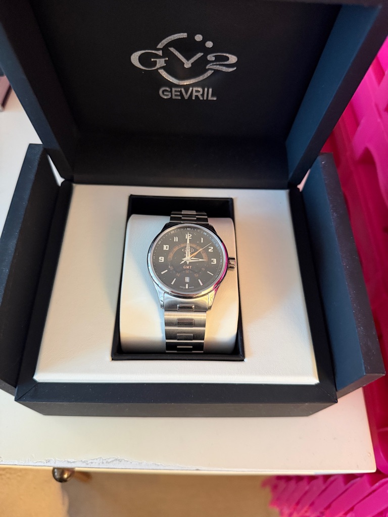 Evri Black Dial Stainless Steel Gmt Watch